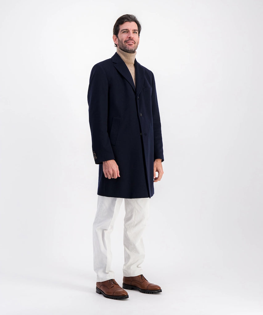 Manteau classique long en 100% cachemire