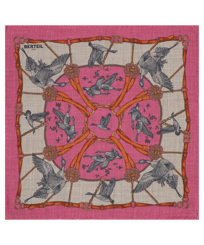 Pochette en laine de yack canard fusain rose Berteil