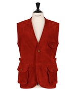 Veste sans manche, en cuir rouge (veau velours)