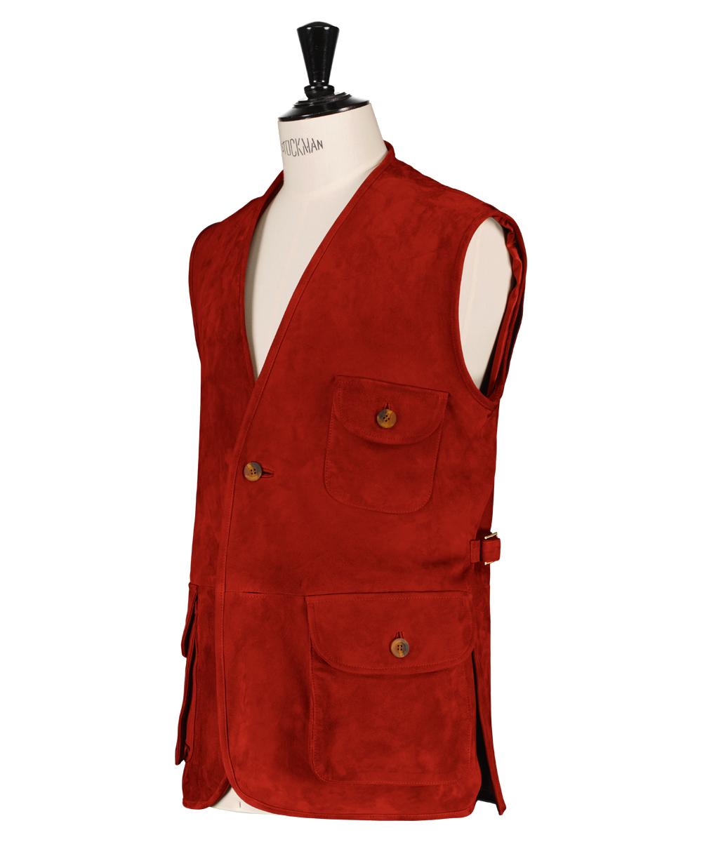 Veste sans manche, en cuir (veau velours)