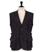 Veste sans manche, en cuir (veau velours)