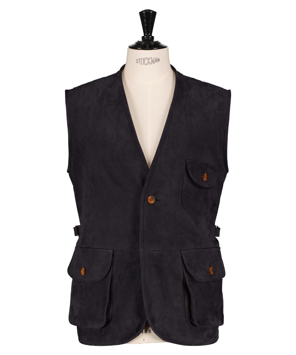 Veste sans manche, en cuir (veau velours)