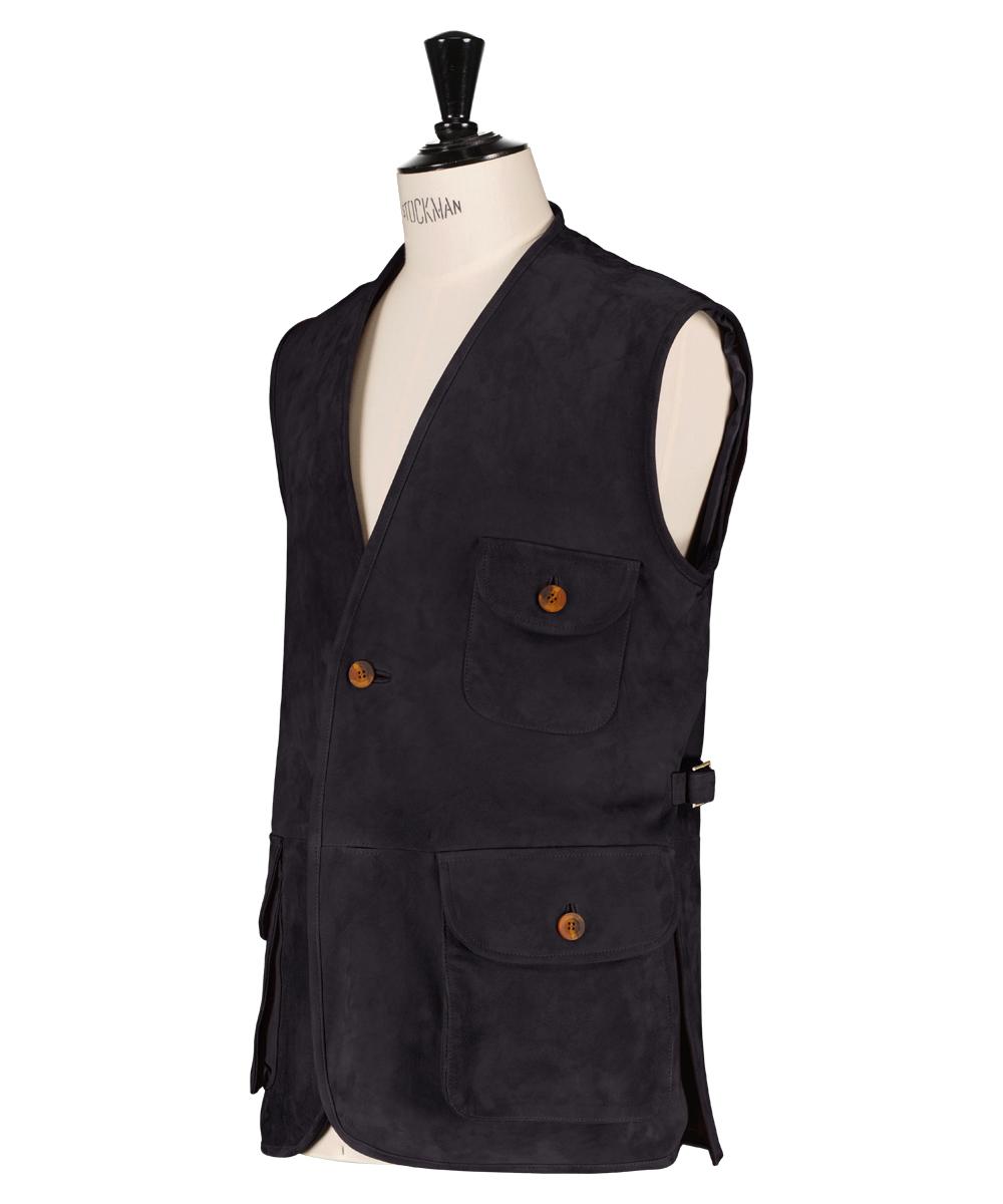 Veste sans manche, en cuir (veau velours)