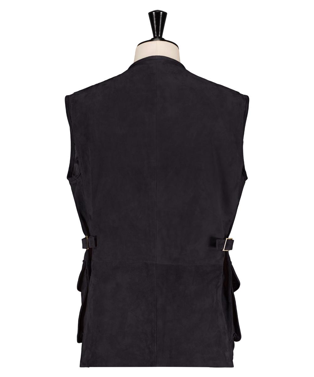Veste sans manche, en cuir (veau velours)