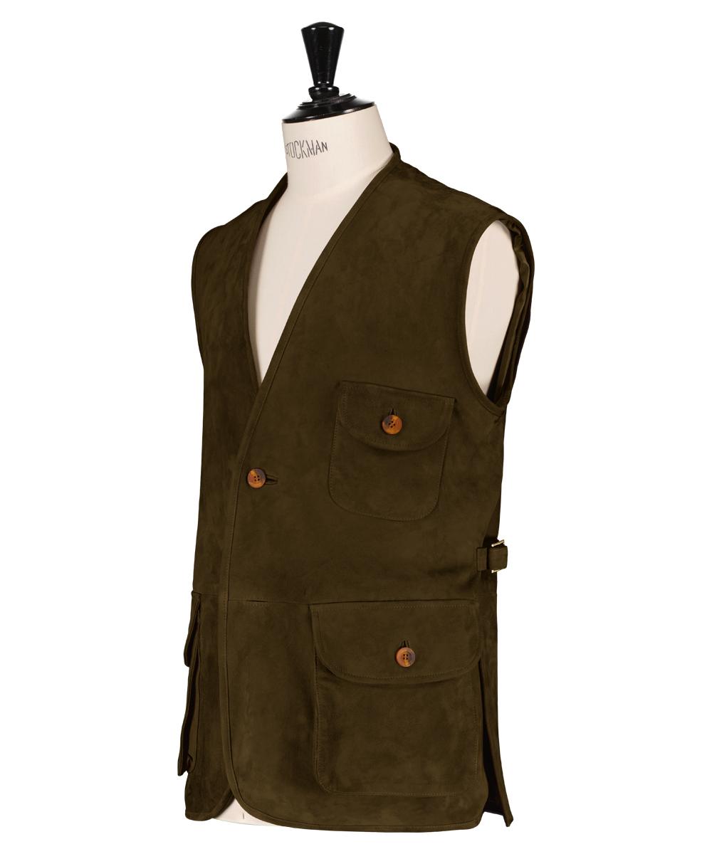 Veste sans manche, en cuir (veau velours)