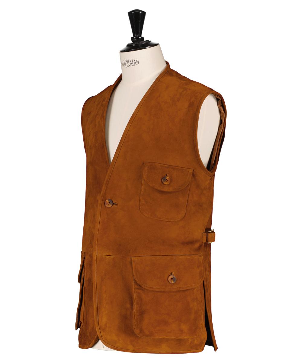 Veste sans manche, en cuir (veau velours)