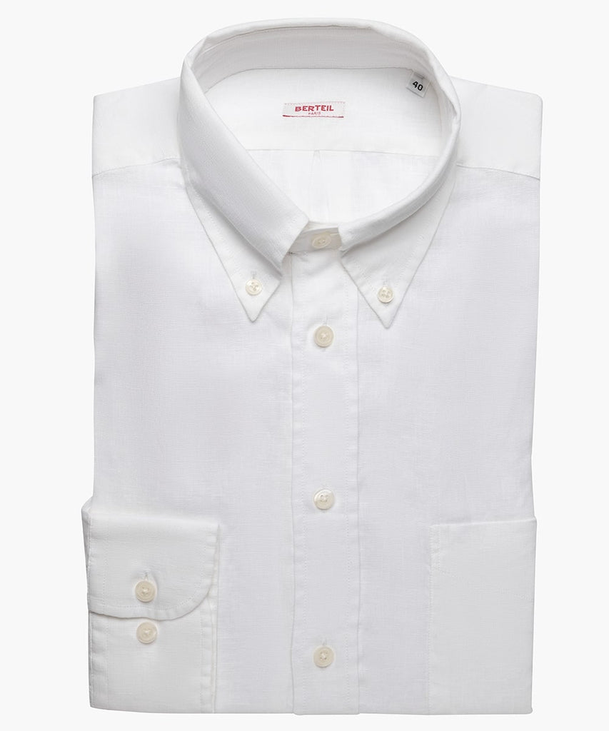 Chemise col boutonné en coton blanche Berteil