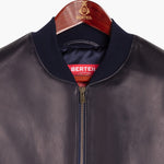 Blouson en agneau plongé marine Berteil