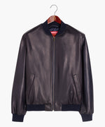 Blouson en agneau plongé marine