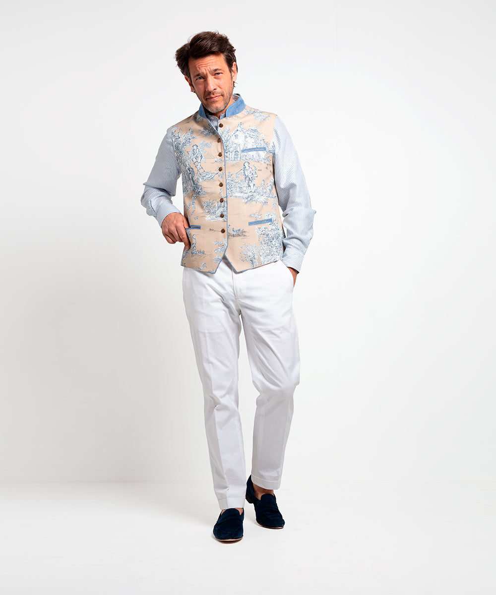 Gilet autrichien toile de Jouy