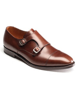 Brown double buckle derby