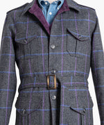 Saharienne en tweed gris à carreau
