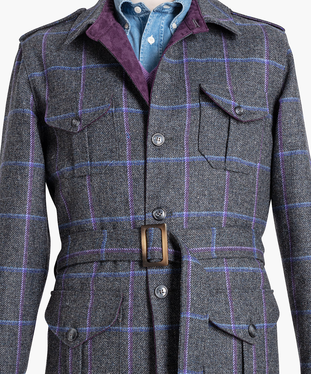 Saharienne en tweed gris à carreau