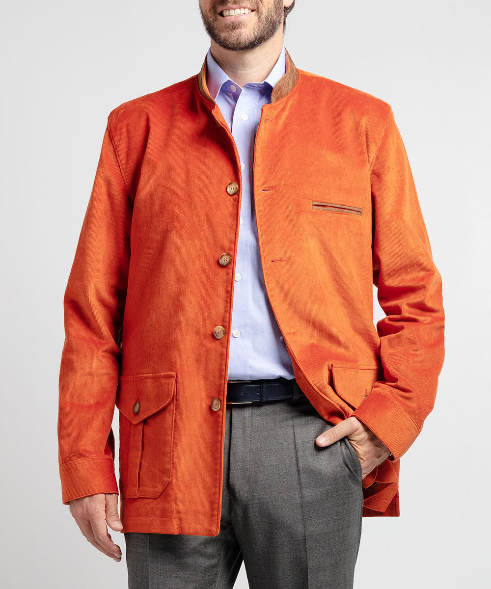 veste Mountbatten en velours orange