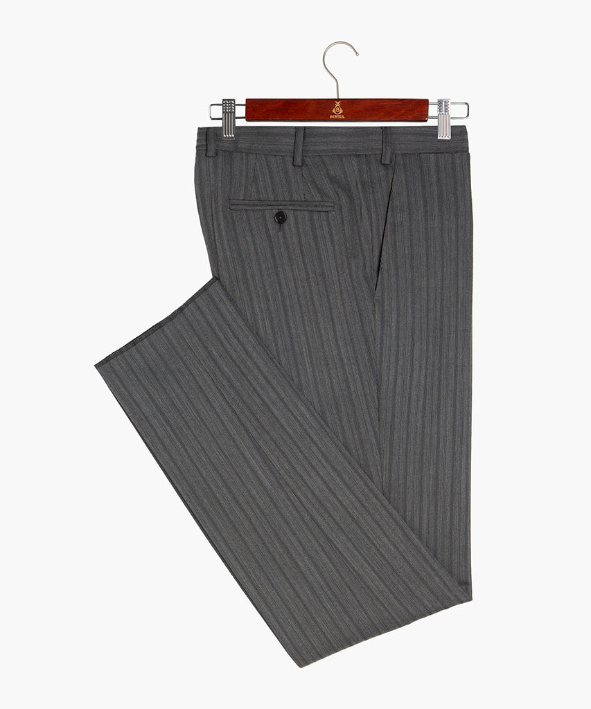 Pantalon en laine rayé gris