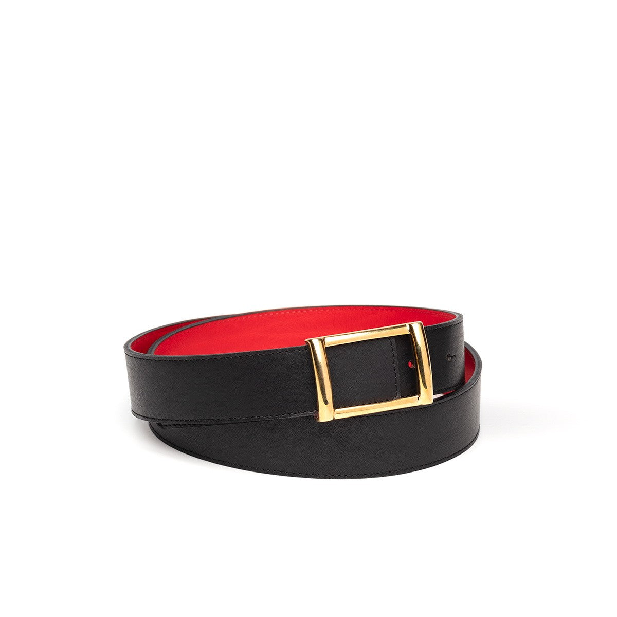 Ceinture réversible noire et rouge Berteil