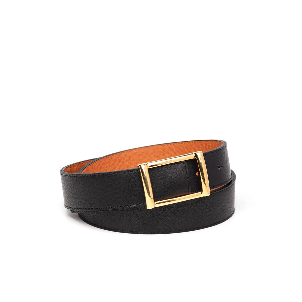 Ceinture réversible noire et sable Berteil