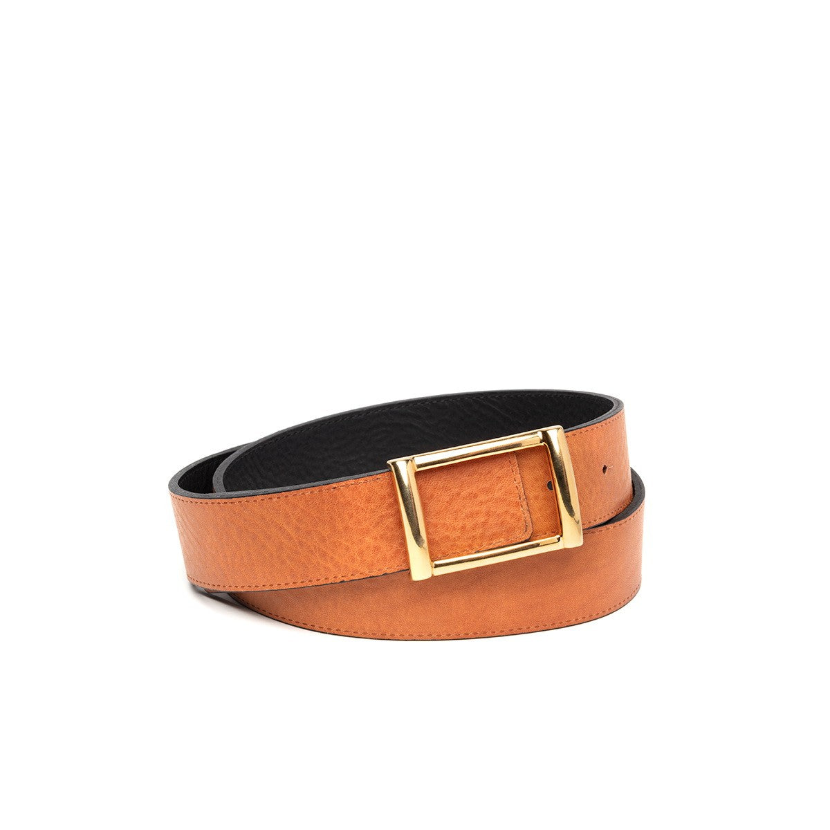 Ceinture réversible noire et sable Berteil
