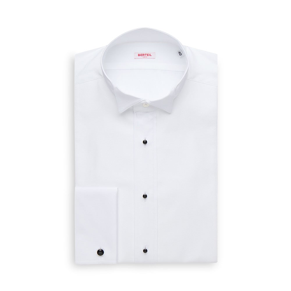 Chemise col cassé popeline blanche
