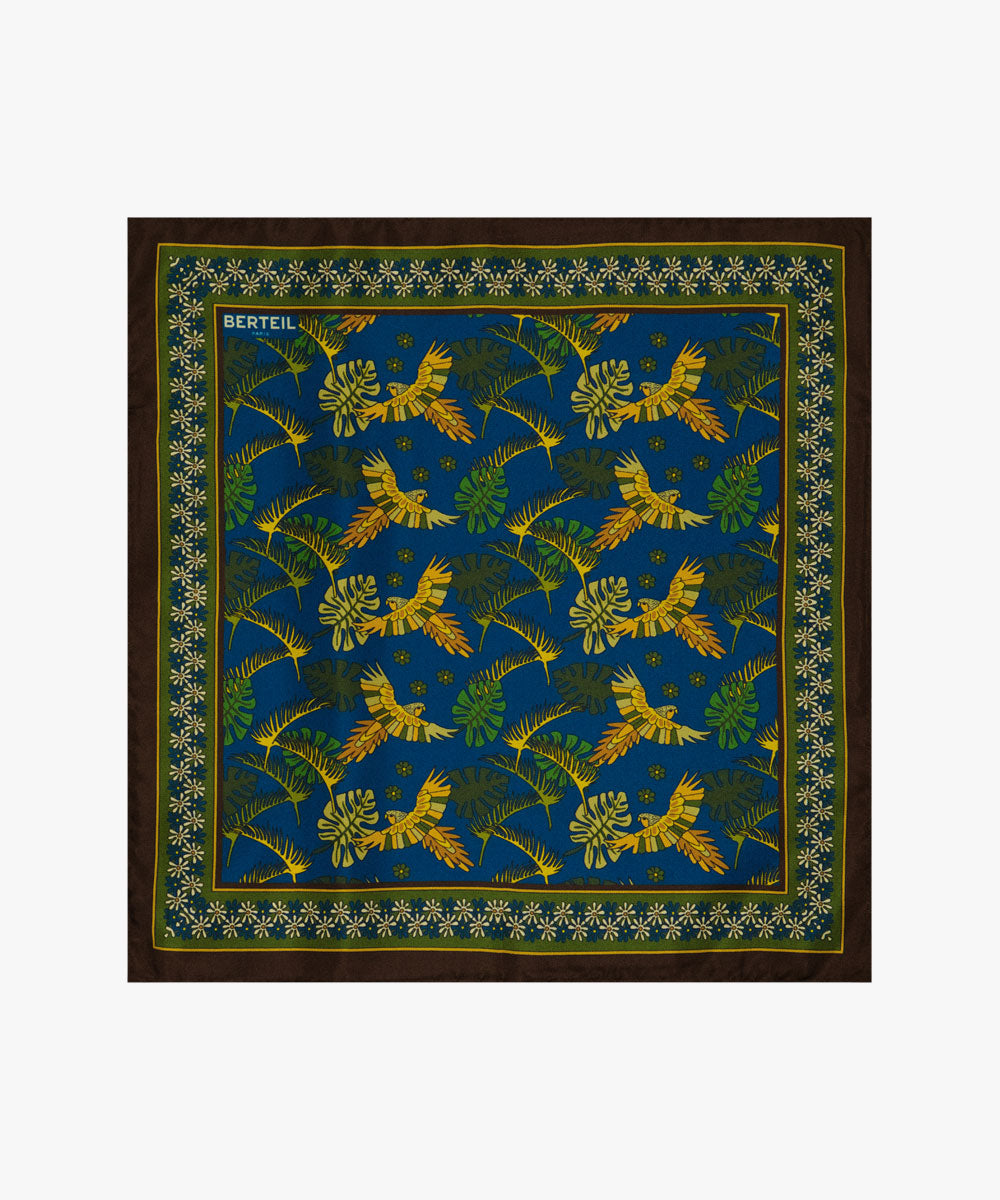 Pochette en soie ara bleu Berteil