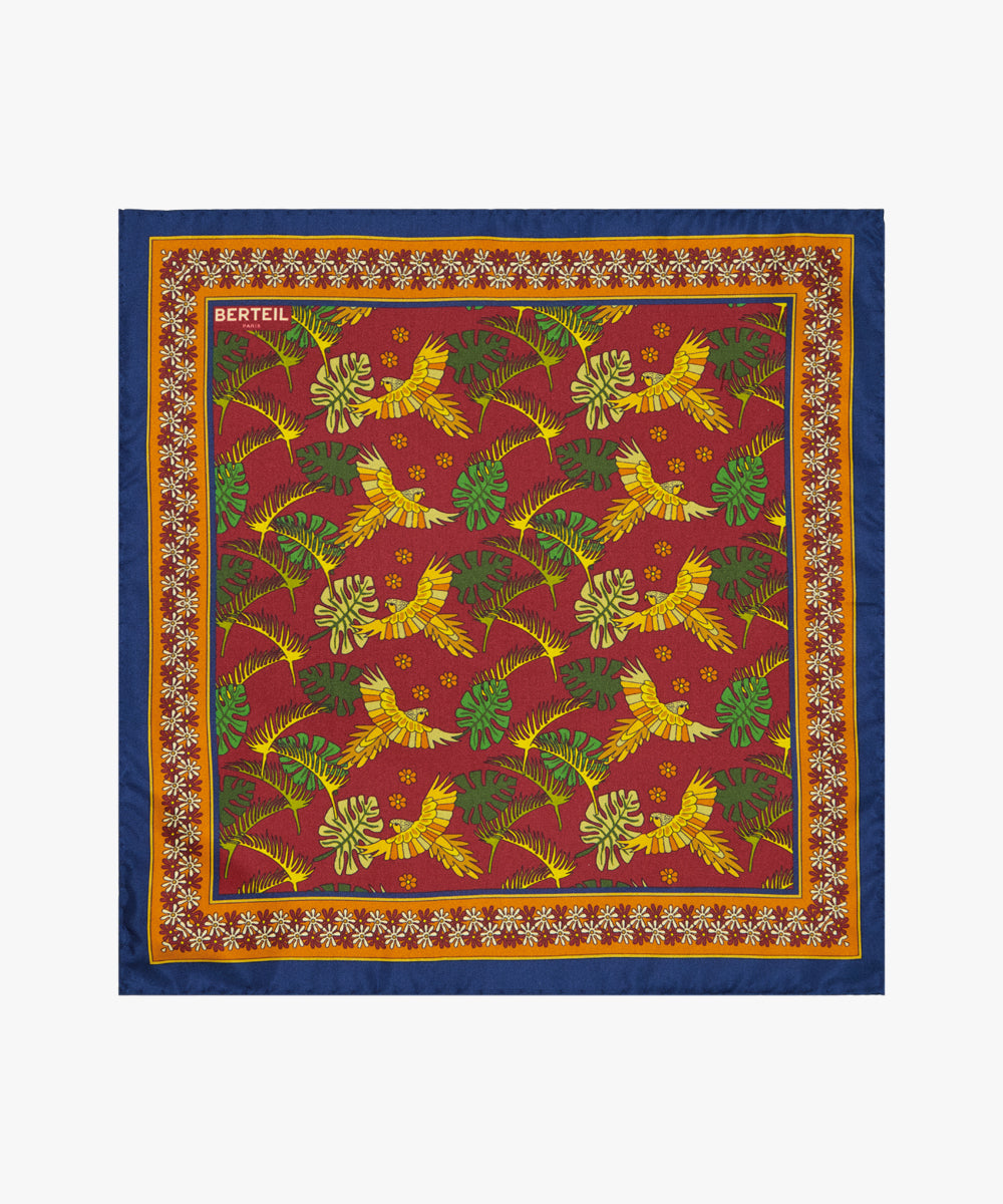 Pochette en soie ara bordeaux Berteil
